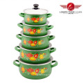 5PC Enamel Cooware Pot with Glass Lid (12-20cm)